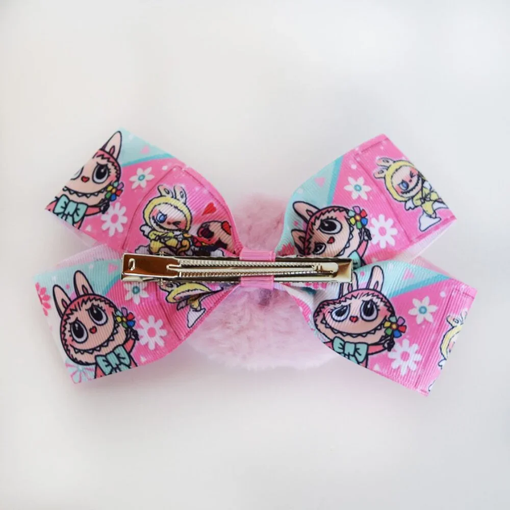Pink LABUBU Hair Clip with Bow
